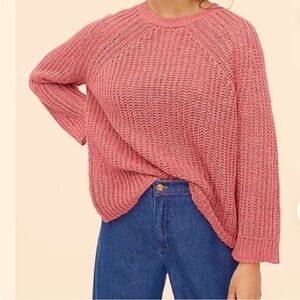 J CREW Relaxed Fit Linen Beach Sweater | Pink
